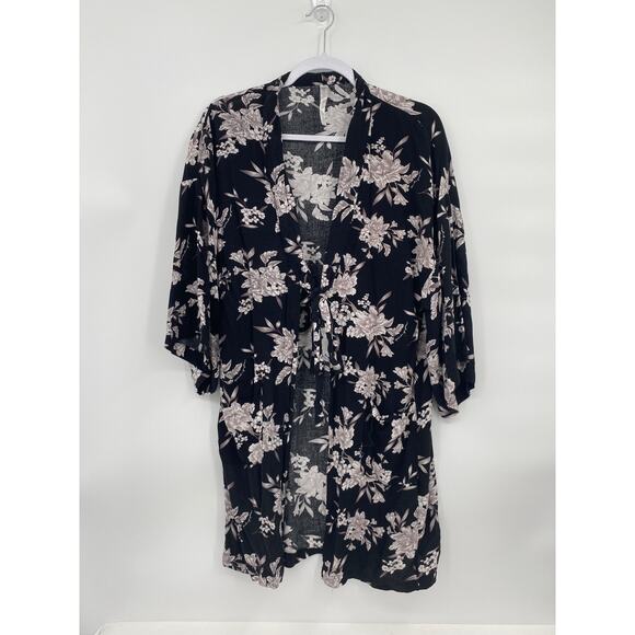 Spiritual Gangster Maya Kimono Floral Black Tie Front One Size OS - Picture 1 of 9